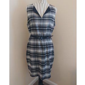 MICHAEL KORS Plaid Slitneck Belted Sheath Dress